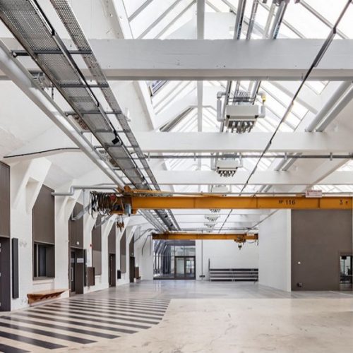 Interior view of the 42 Mulhouse campus in industrial style (France)