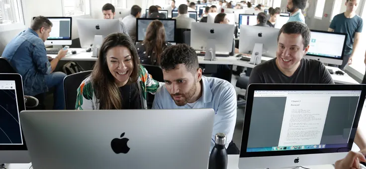 Students working on their computer inside the 42 Sao Paulo Campus